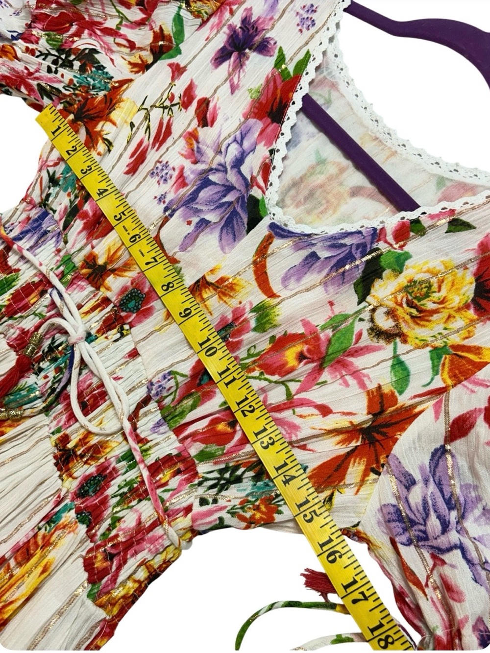 Me 2 Magic Bohemian Wildflower Floral Maxi Dress with Tiered Skirt Womens S - Picture 10 of 12